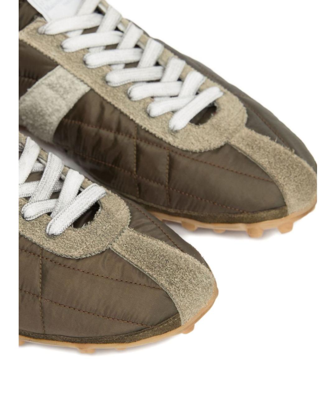 MAISON MARGIELA Зеленые текстильные низкие кроссовки / кеды, фото 3