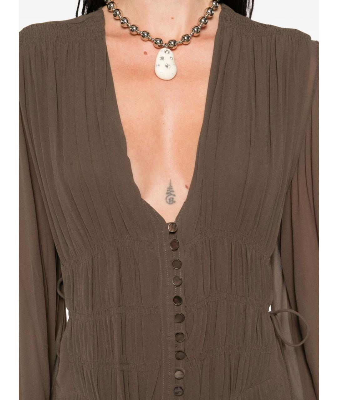 ISABEL MARANT ETOILE Хаки вискозное платье, фото 3