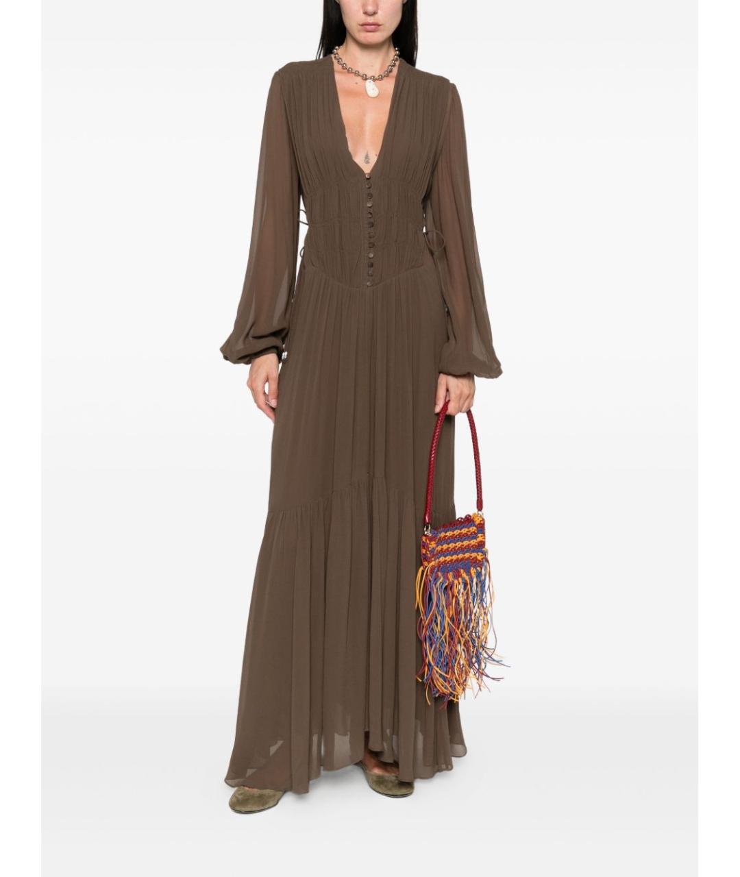 ISABEL MARANT ETOILE Хаки вискозное платье, фото 2