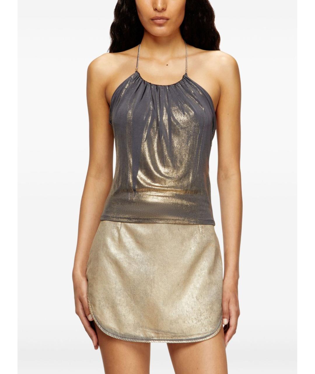 DIESEL Золотая ацетатная майка, фото 2