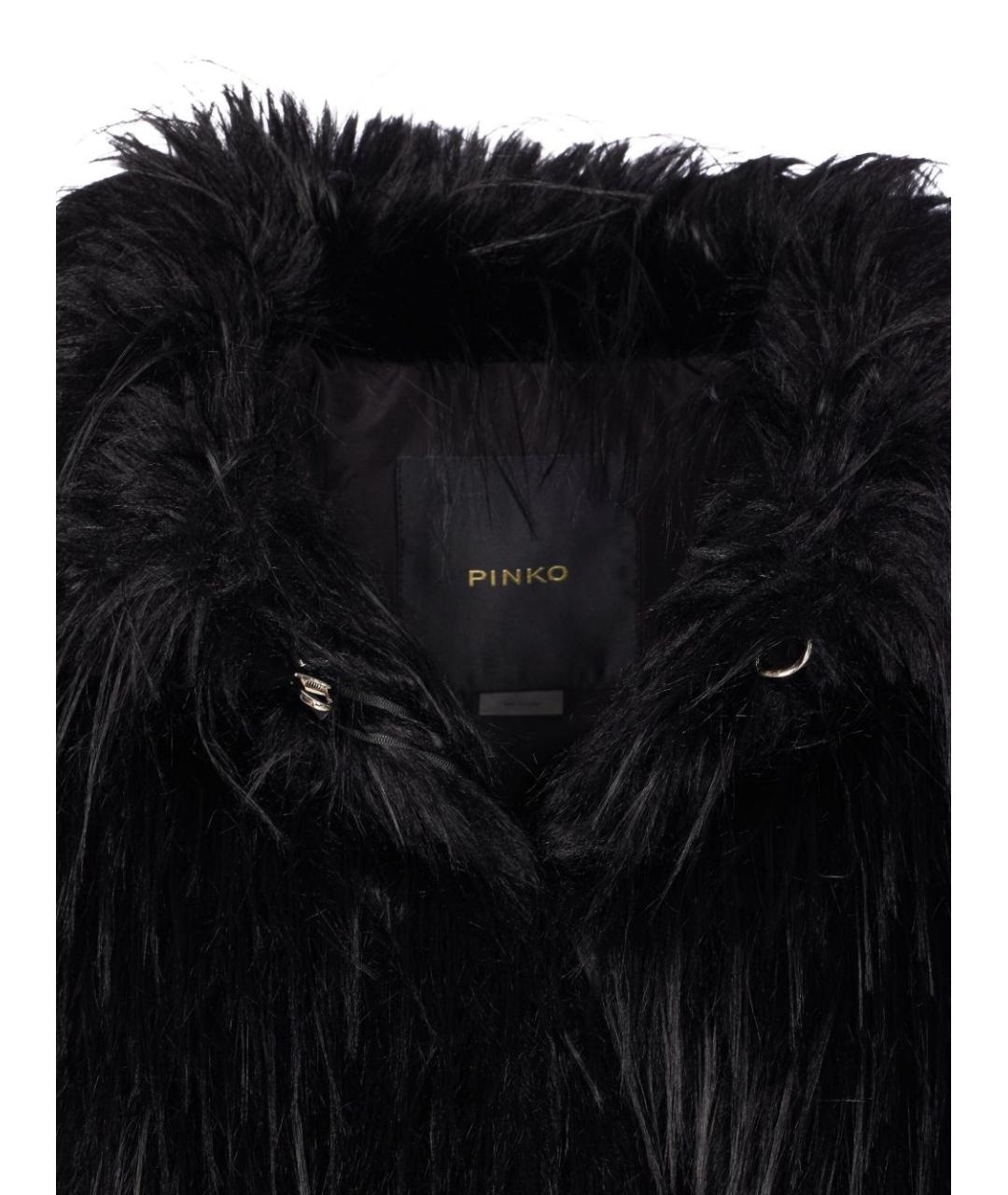 PINKO Черная полиэстеровая шуба, фото 2