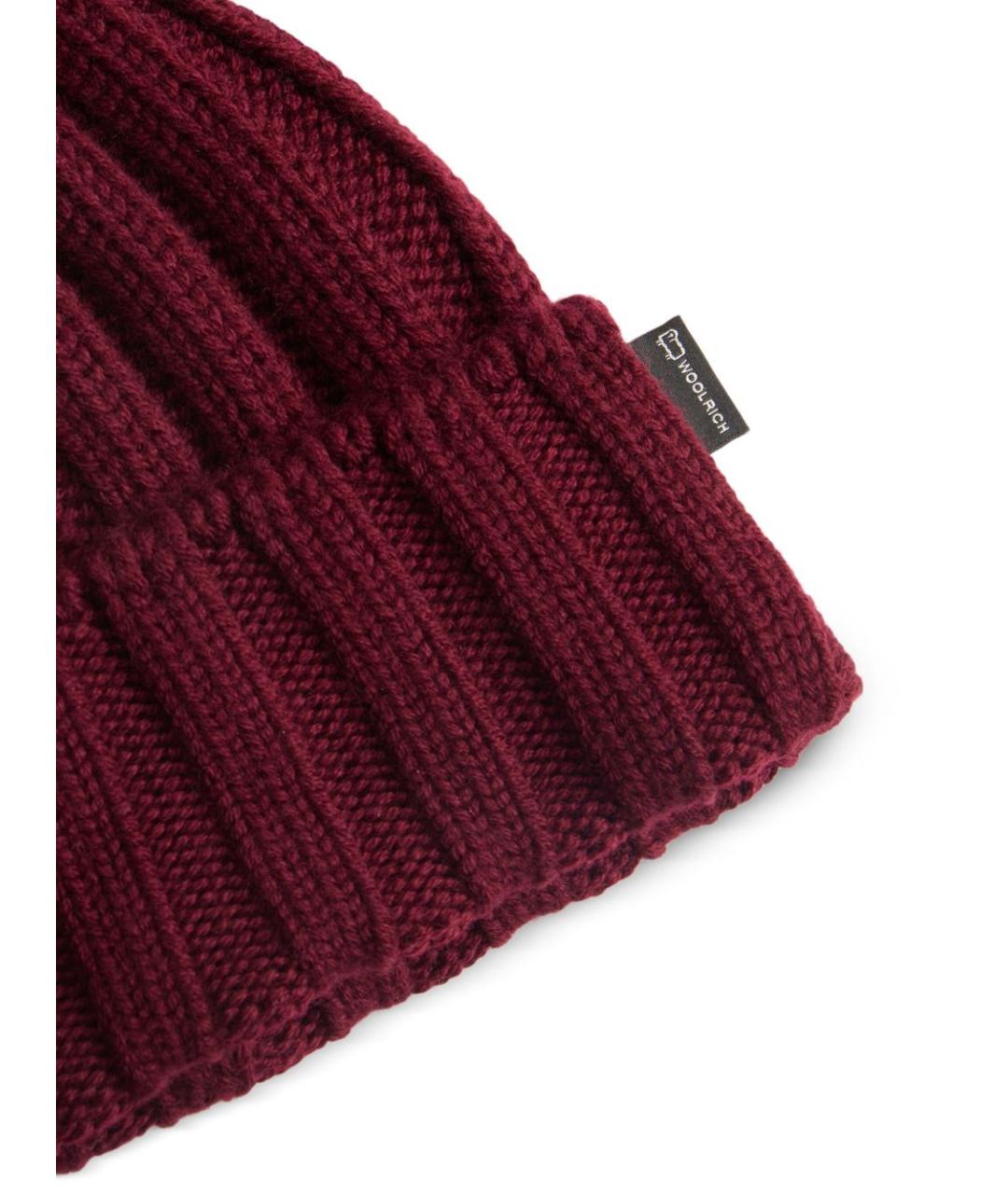WOOLRICH Бордовая шерстяная шапка, фото 4