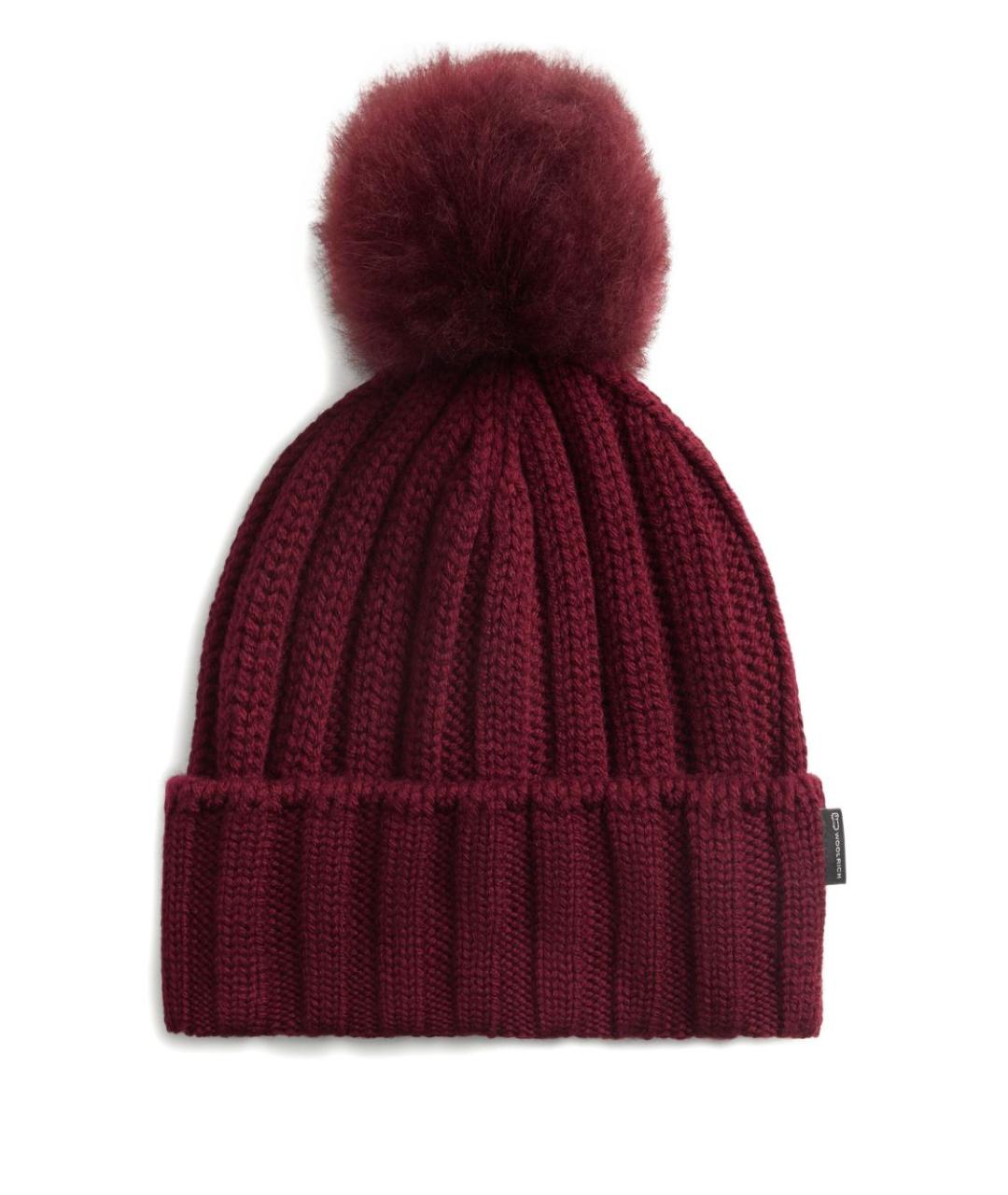 WOOLRICH Бордовая шерстяная шапка, фото 2