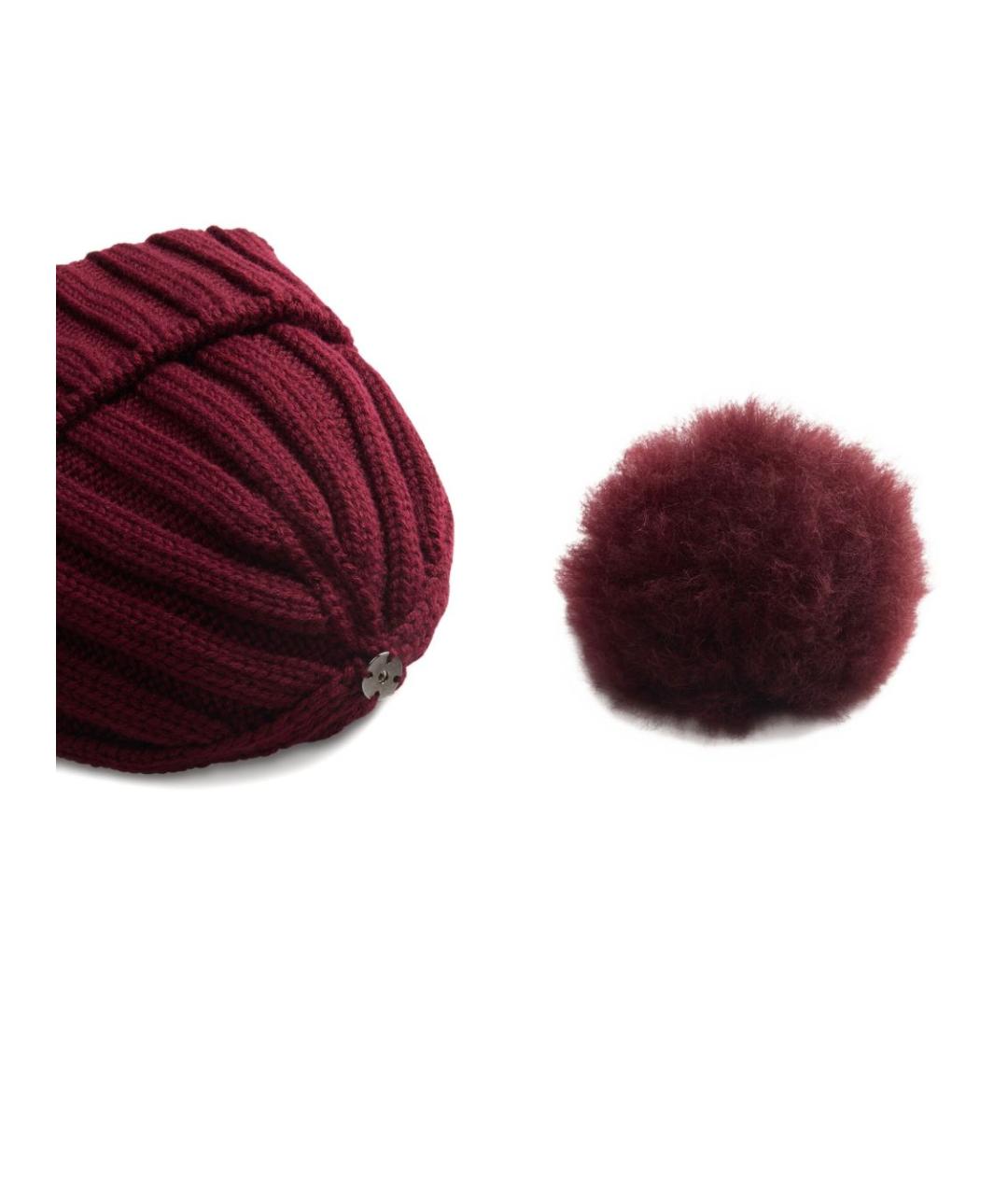 WOOLRICH Бордовая шерстяная шапка, фото 3