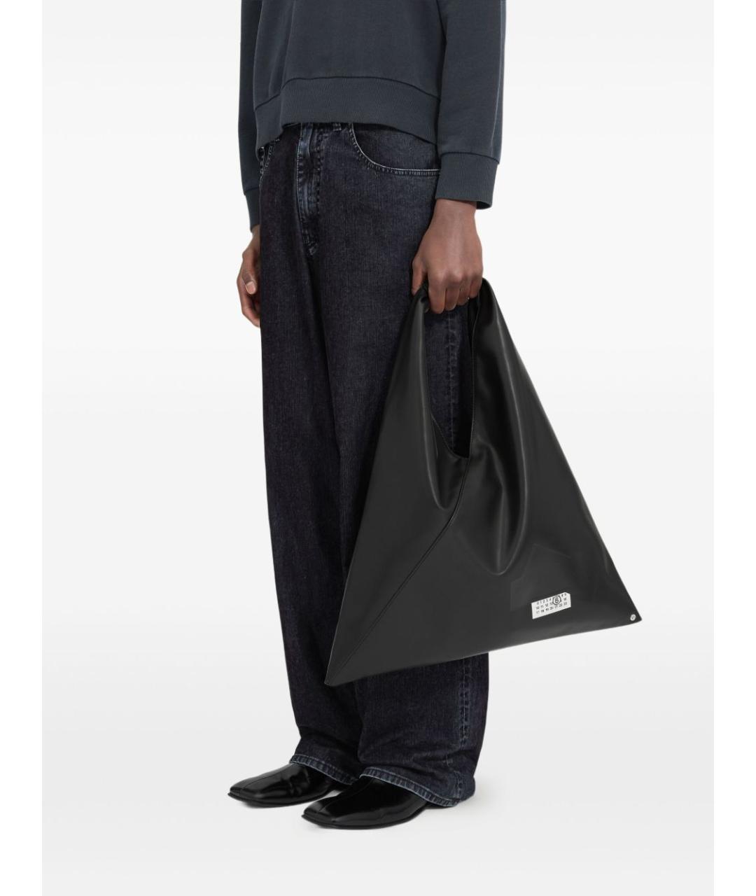 MM6 MAISON MARGIELA Черная сумка тоут из искусственной кожи, фото 5