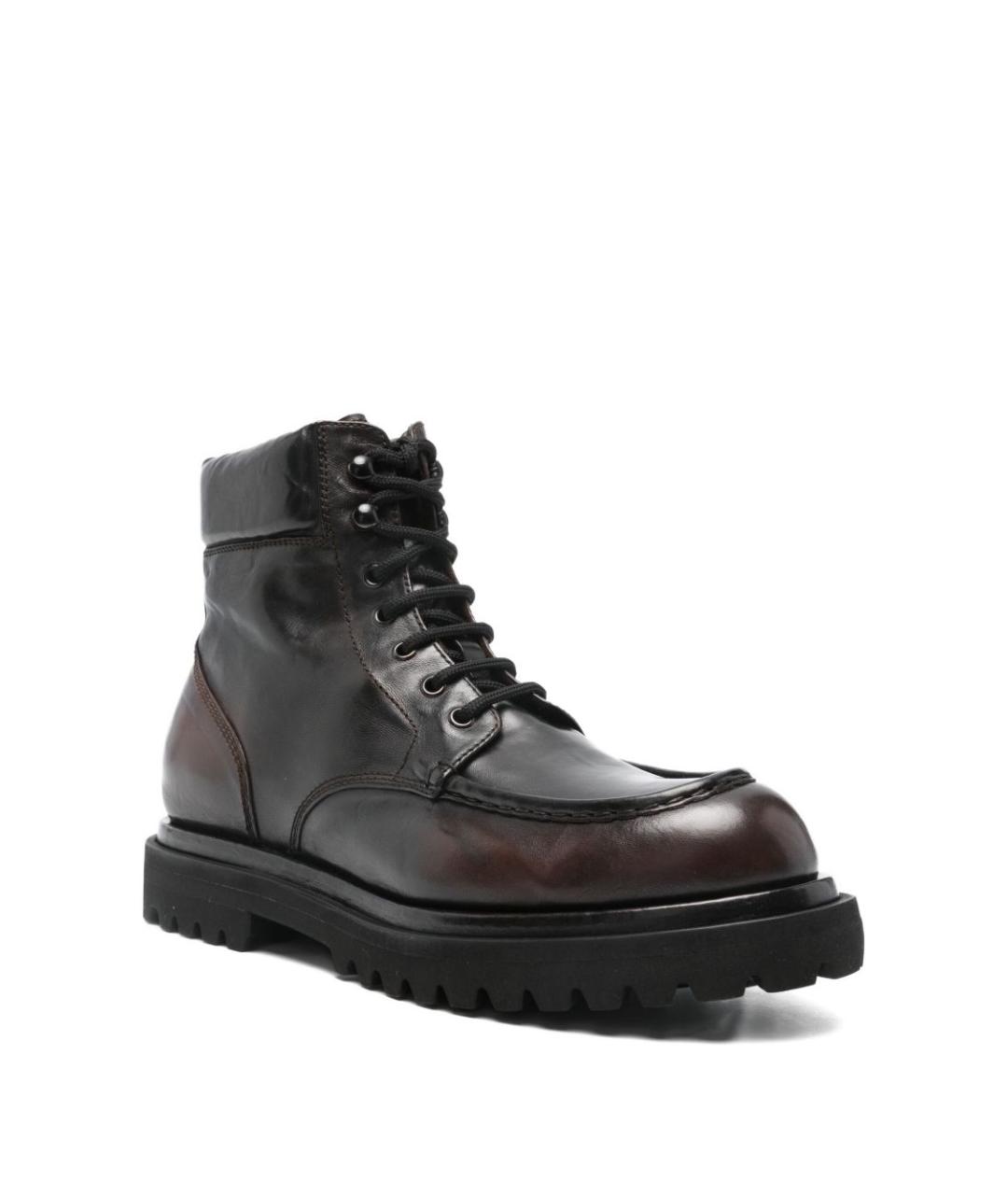 OFFICINE CREATIVE Черные кожаные низкие ботинки, фото 4