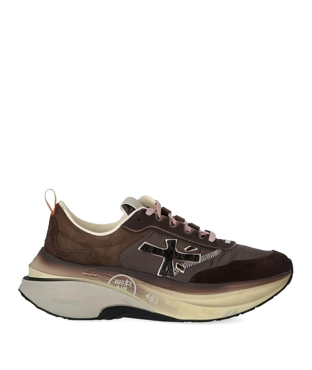 PREMIATA Коричневые кожаные кроссовки, фото 1
