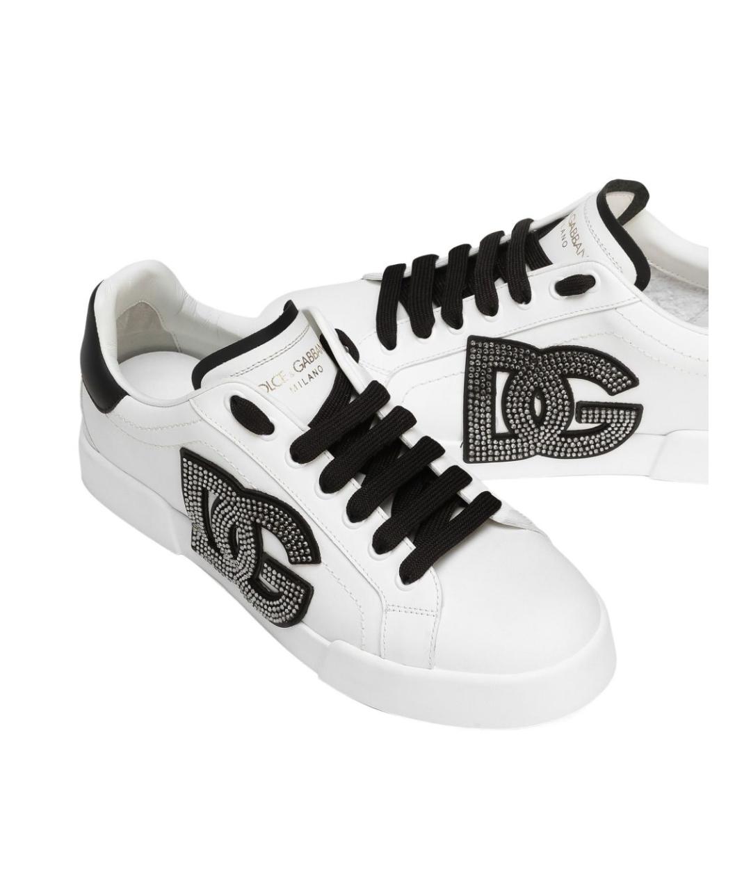 DOLCE&GABBANA Белые кожаные кеды, фото 4