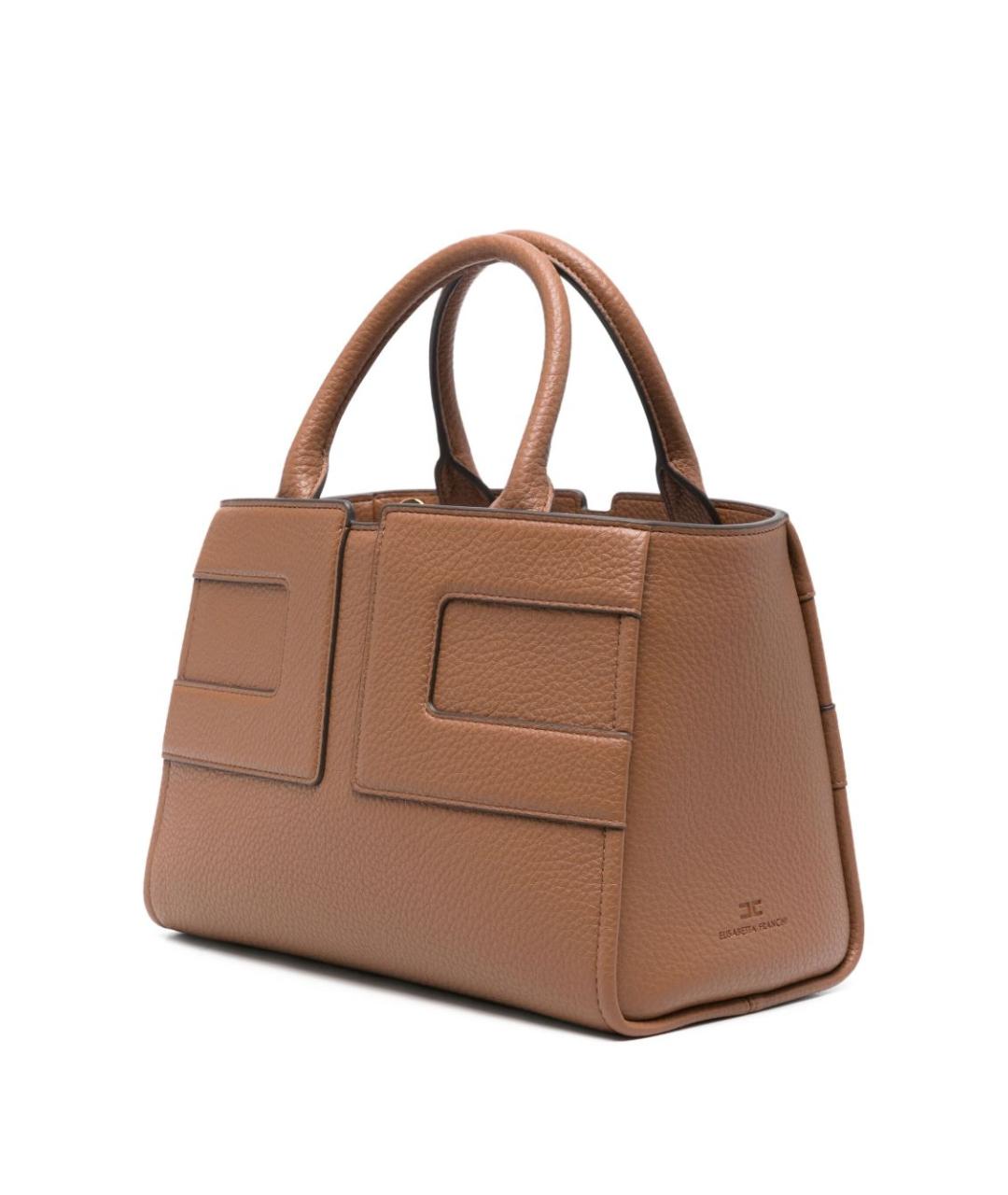 ELISABETTA FRANCHI Коричневая сумка тоут из искусственной кожи, фото 5