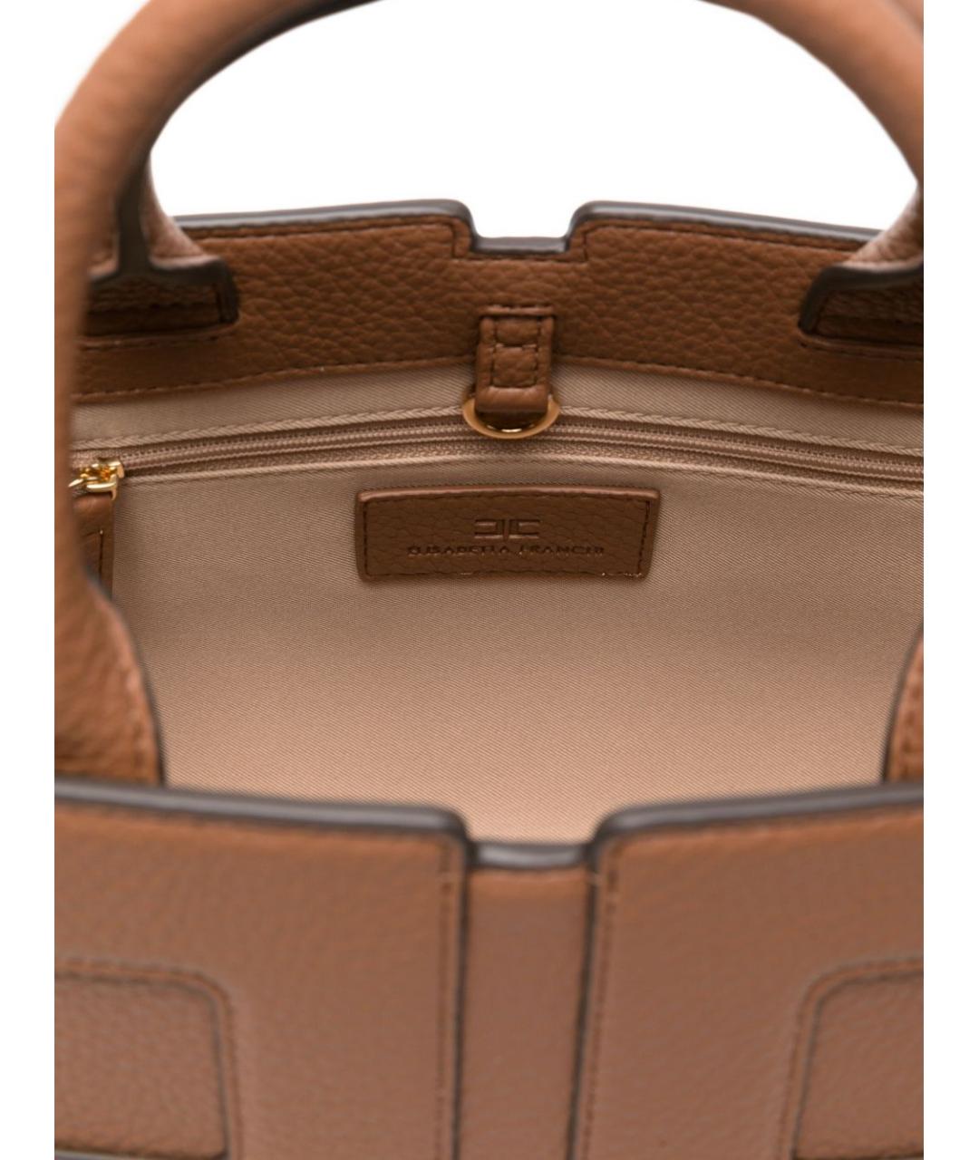 ELISABETTA FRANCHI Коричневая сумка тоут из искусственной кожи, фото 3