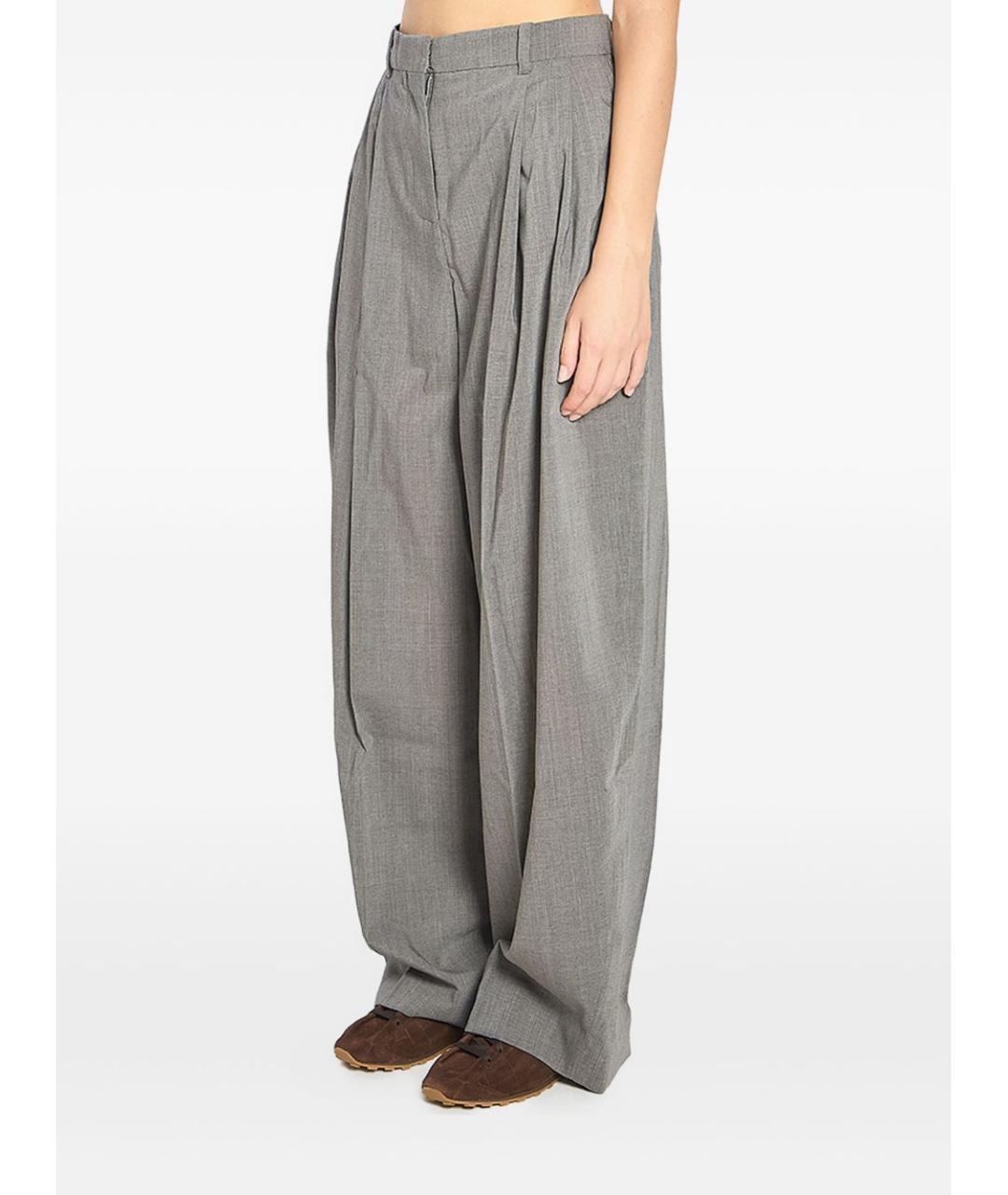 JACQUEMUS Серые шерстяные прямые брюки, фото 2