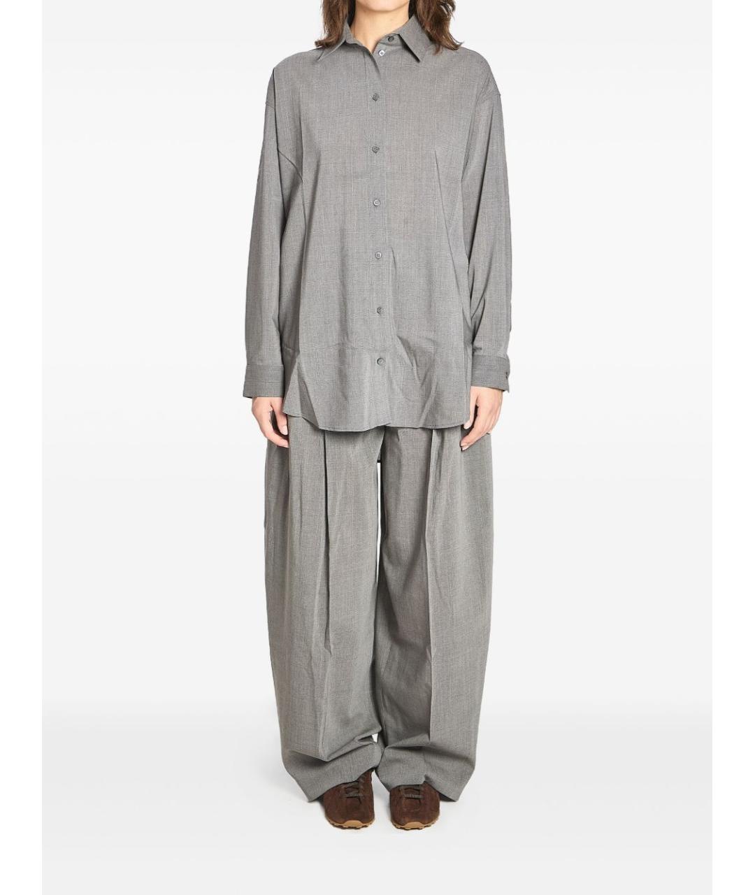 JACQUEMUS Серые шерстяные прямые брюки, фото 3