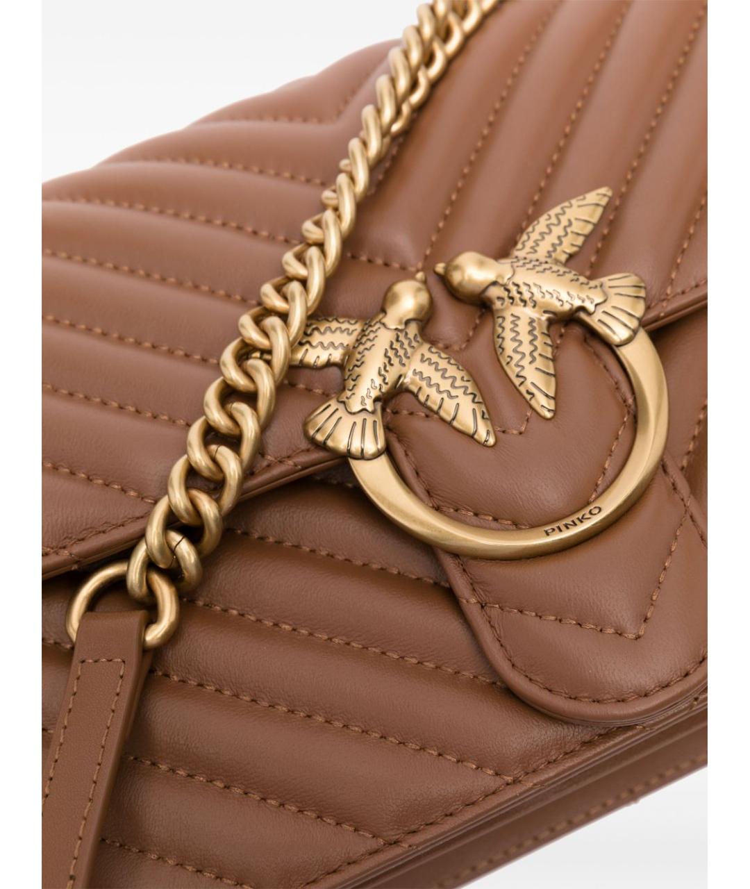PINKO Бежевая кожаная сумка через плечо, фото 3