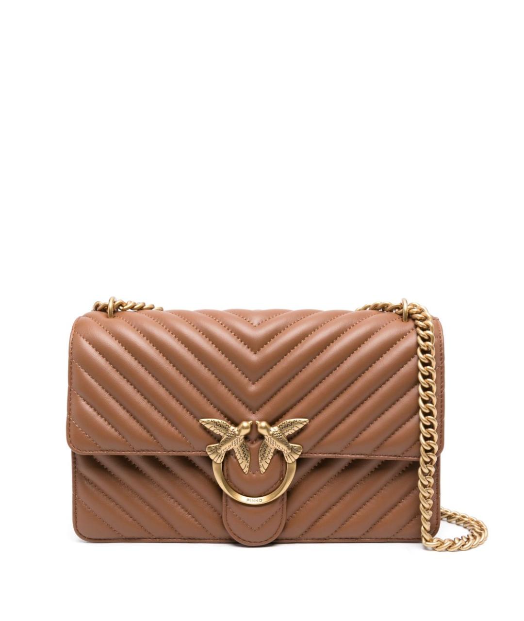 PINKO Бежевая кожаная сумка через плечо, фото 1