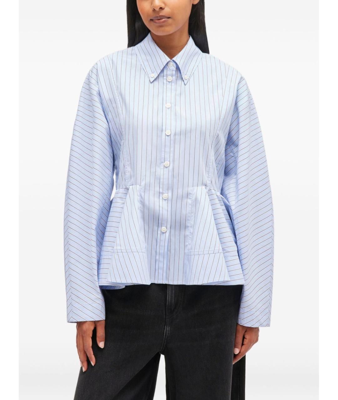 GANNI Голубая хлопковая рубашка, фото 3