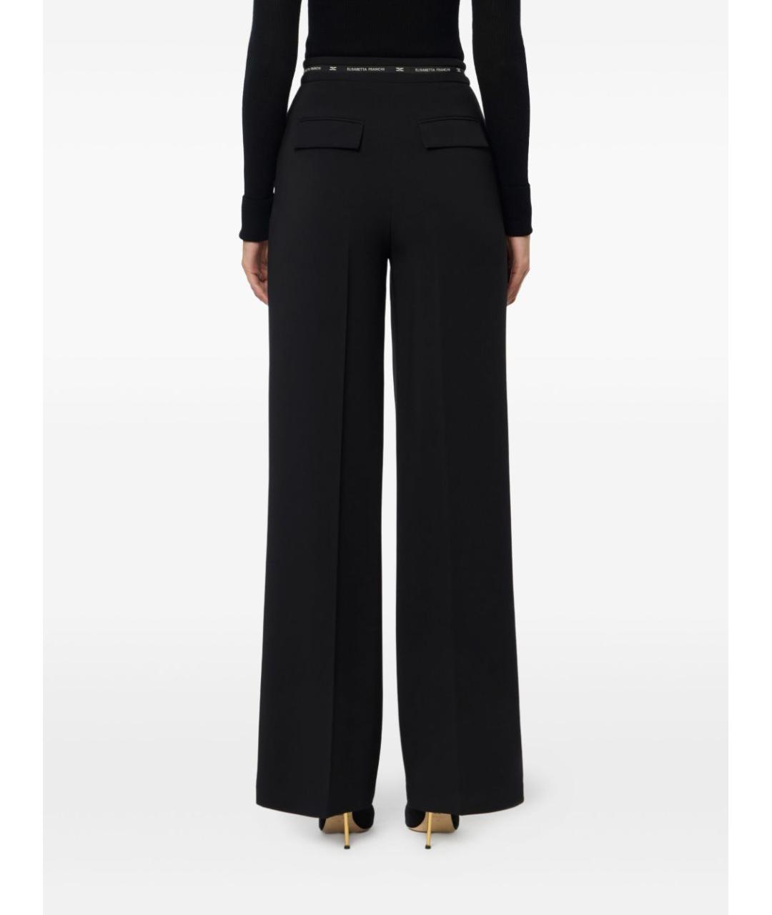 ELISABETTA FRANCHI Черные полиэстеровые прямые брюки, фото 4