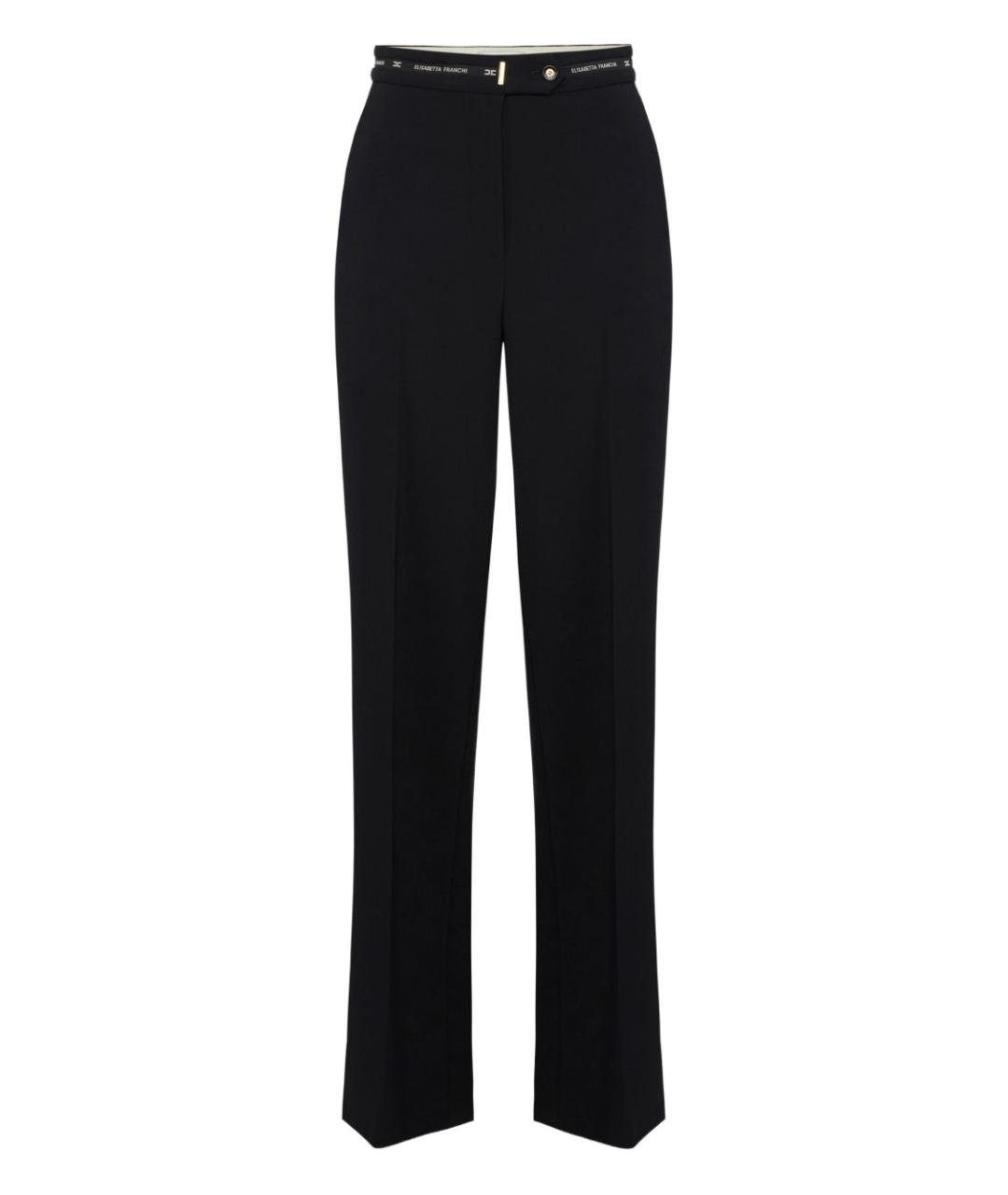 ELISABETTA FRANCHI Черные полиэстеровые прямые брюки, фото 1