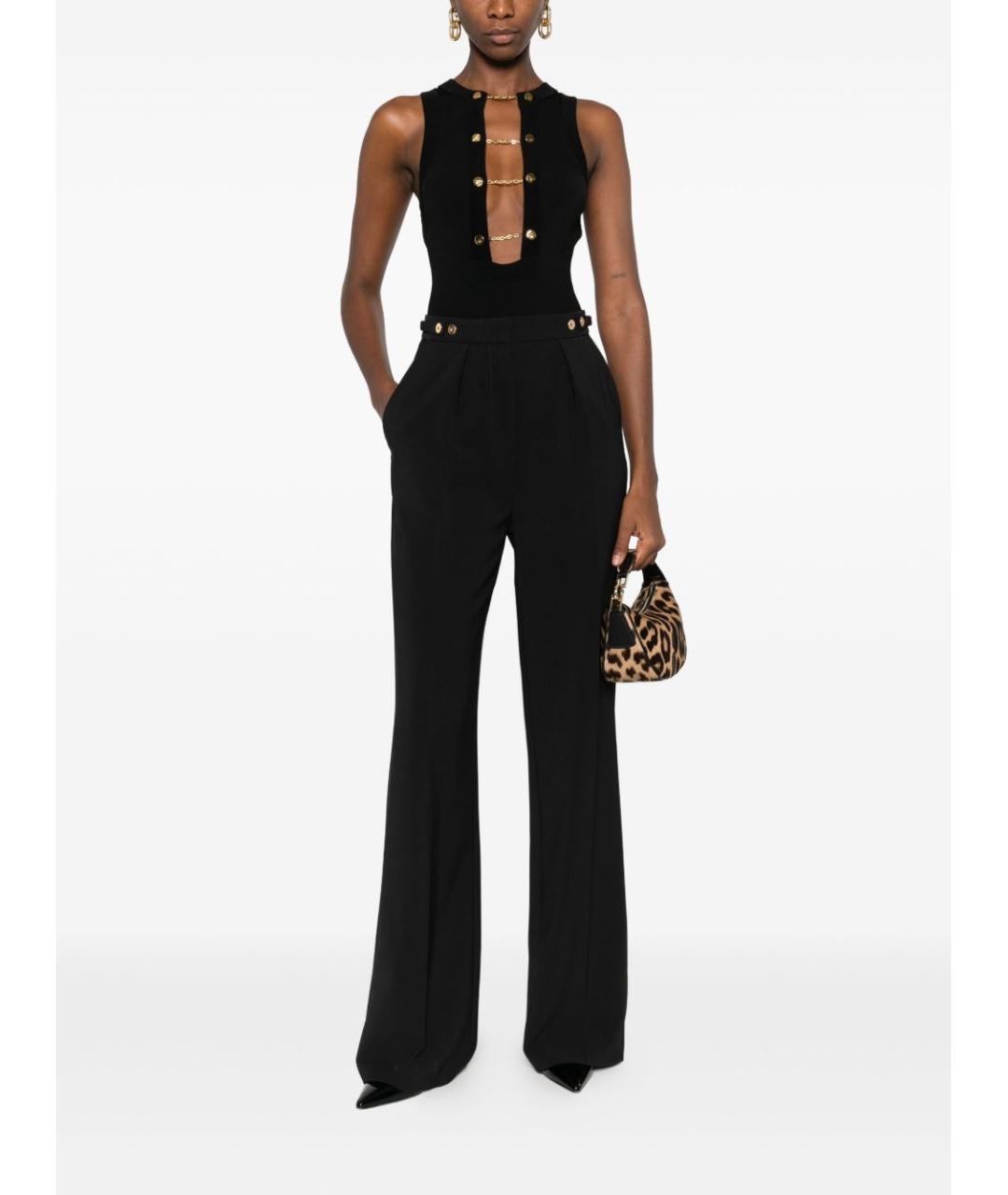 ELISABETTA FRANCHI Черные полиэстеровые прямые брюки, фото 3