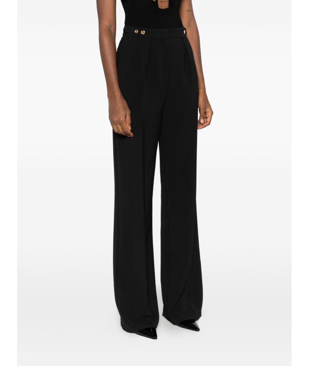 ELISABETTA FRANCHI Черные полиэстеровые прямые брюки, фото 2