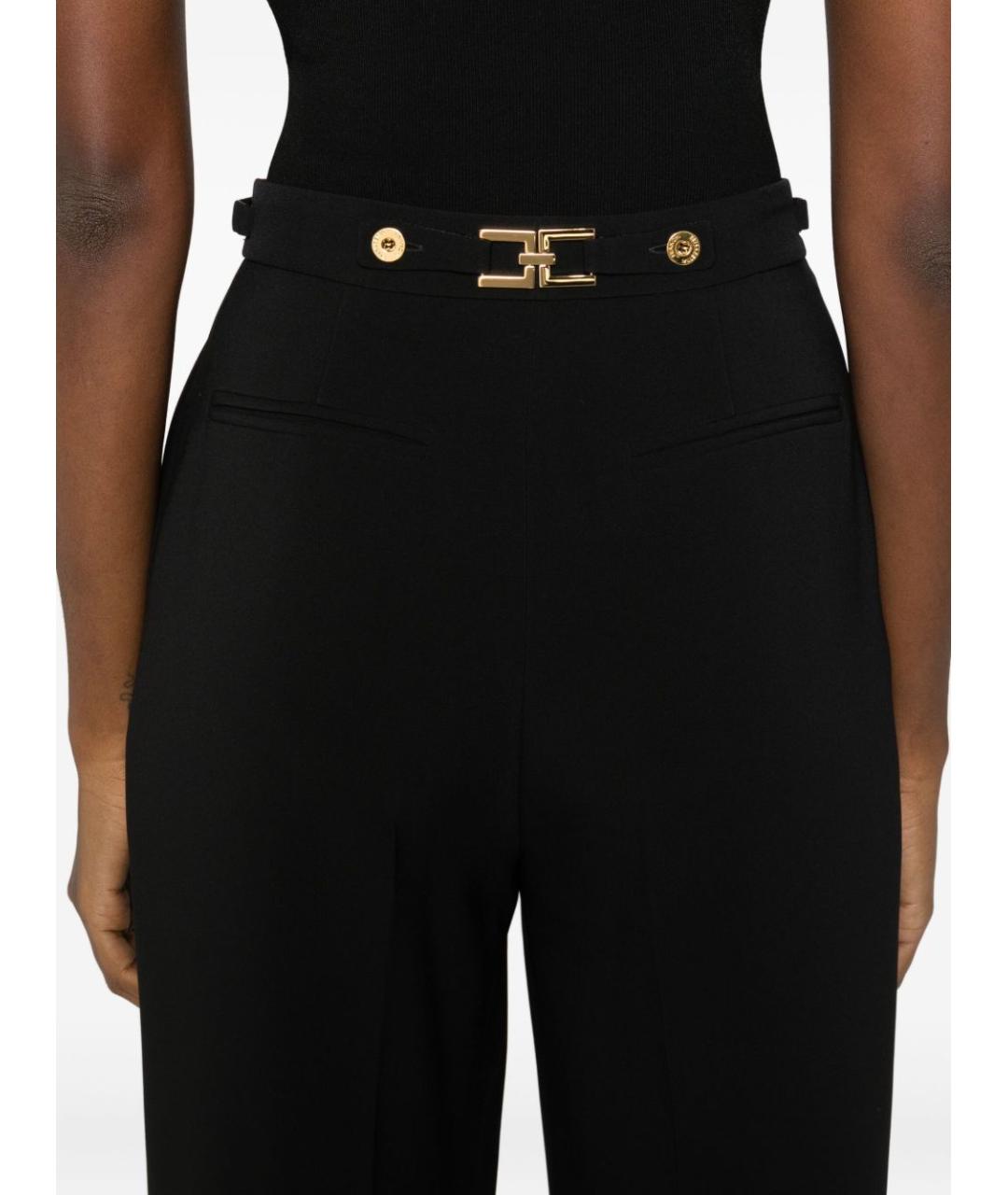 ELISABETTA FRANCHI Черные полиэстеровые прямые брюки, фото 5