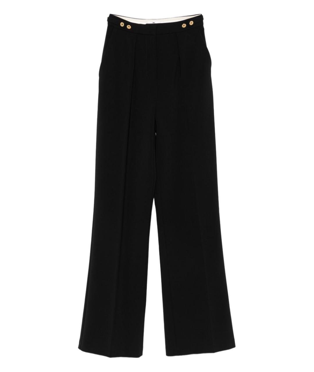 ELISABETTA FRANCHI Черные полиэстеровые прямые брюки, фото 1