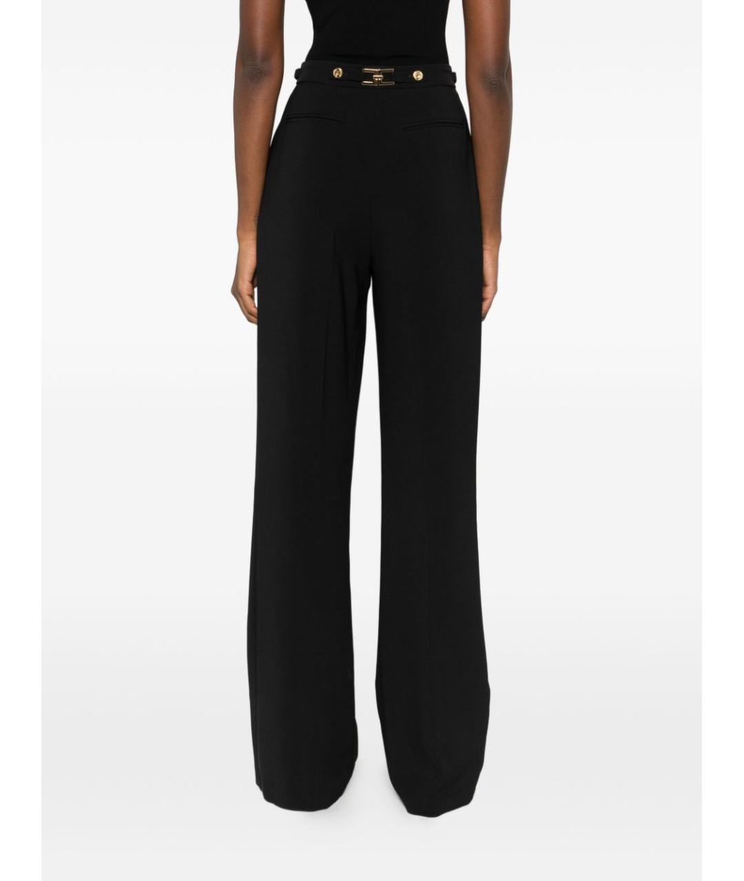 ELISABETTA FRANCHI Черные полиэстеровые прямые брюки, фото 4