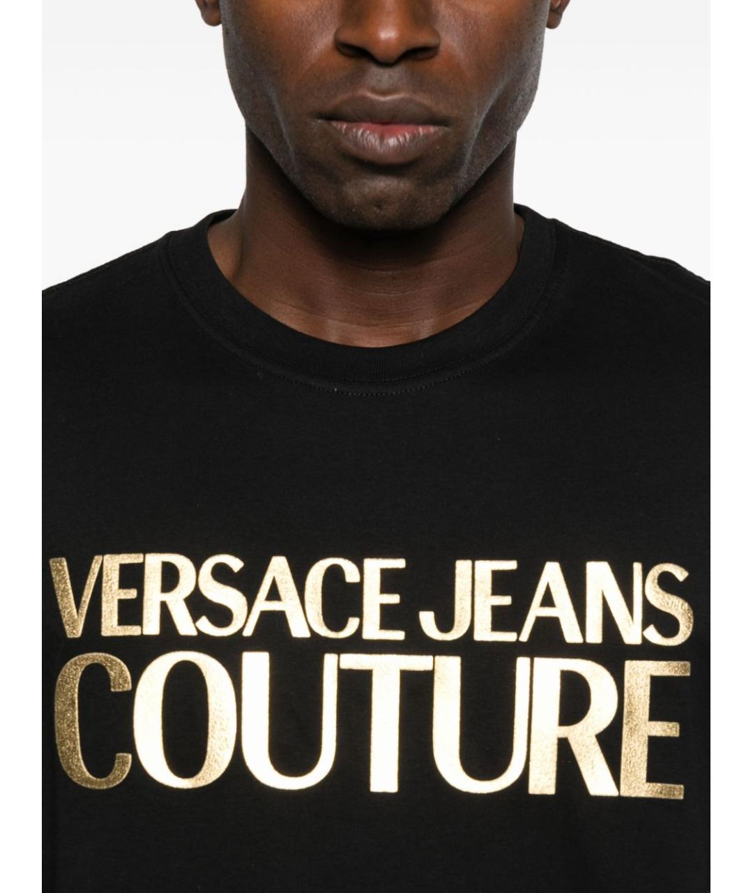 VERSACE JEANS COUTURE Черная хлопковая футболка, фото 2