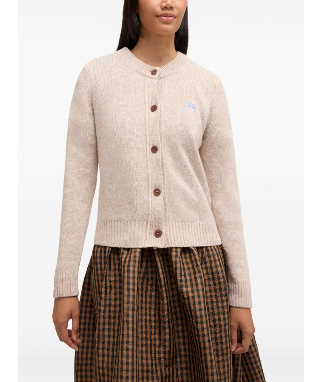 GANNI Бежевый шерстяной джемпер / свитер, фото 4