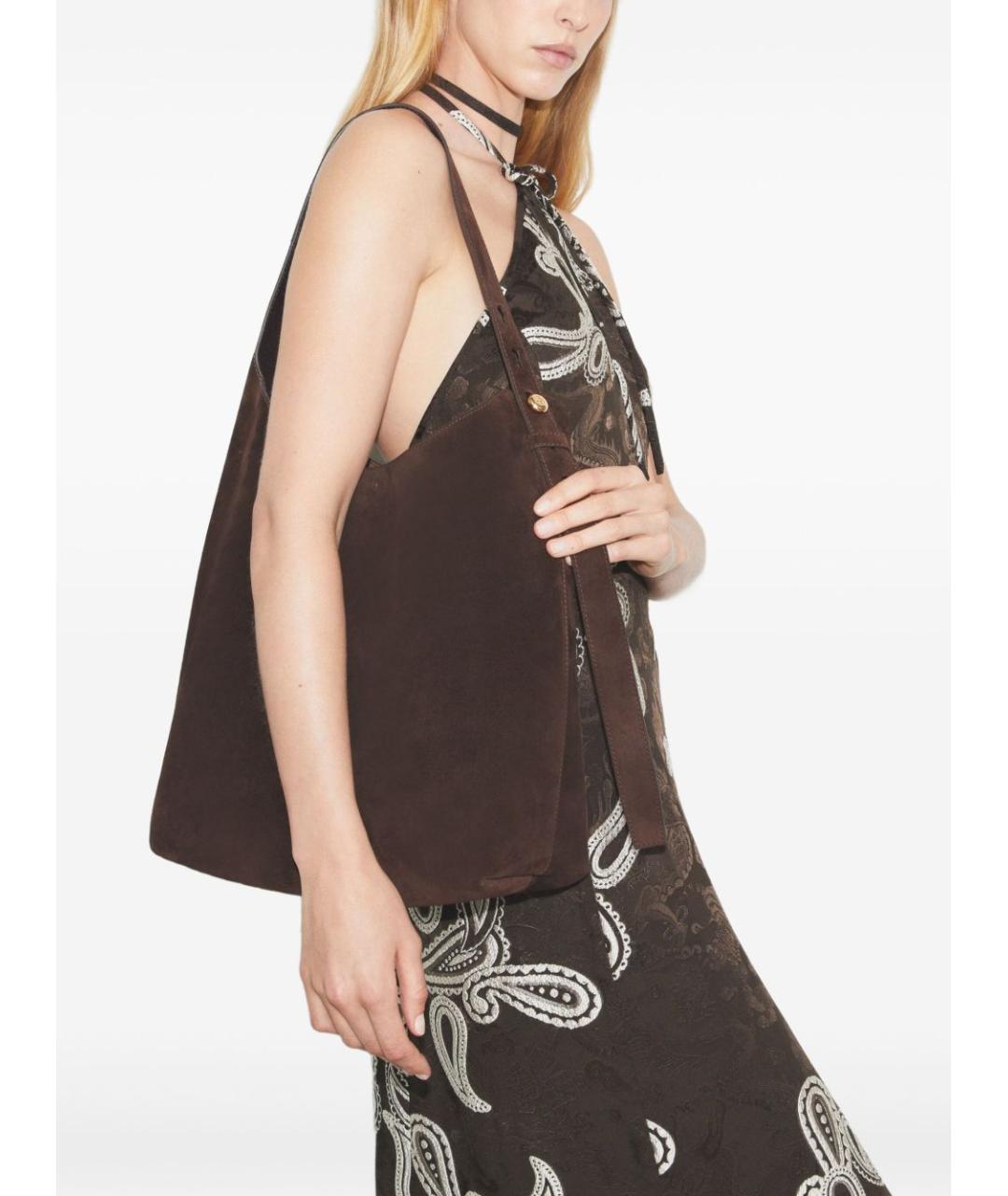 TORY BURCH Коричневая замшевая сумка через плечо, фото 4