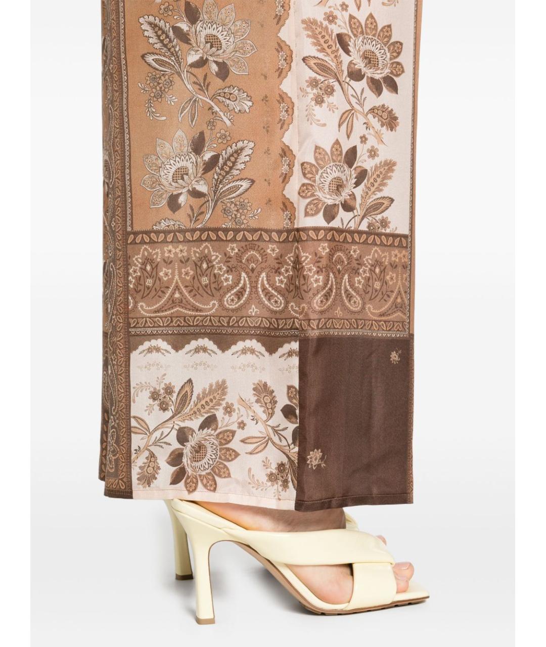 ZIMMERMANN Коричневые шелковые прямые брюки, фото 5