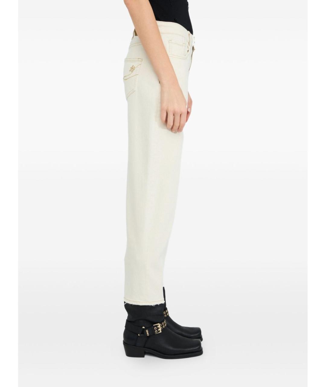 LIU JO Бежевые хлопковые прямые джинсы, фото 2