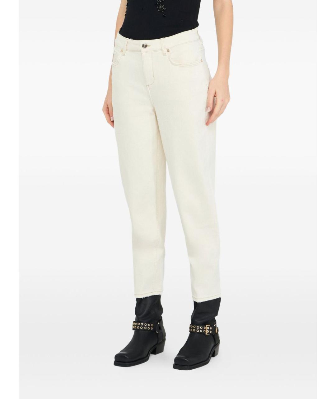 LIU JO Бежевые хлопковые прямые джинсы, фото 3