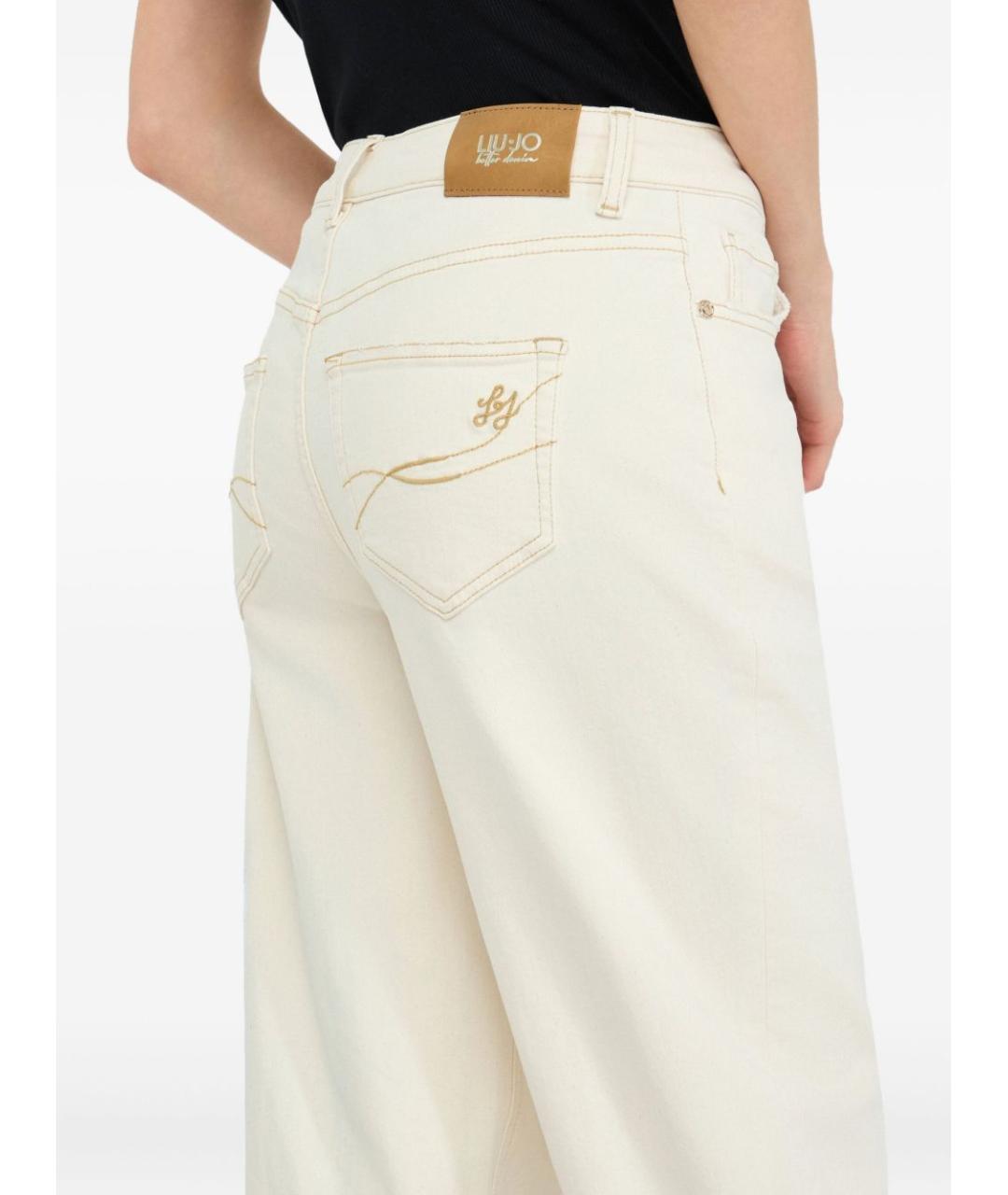 LIU JO Бежевые хлопковые прямые джинсы, фото 5