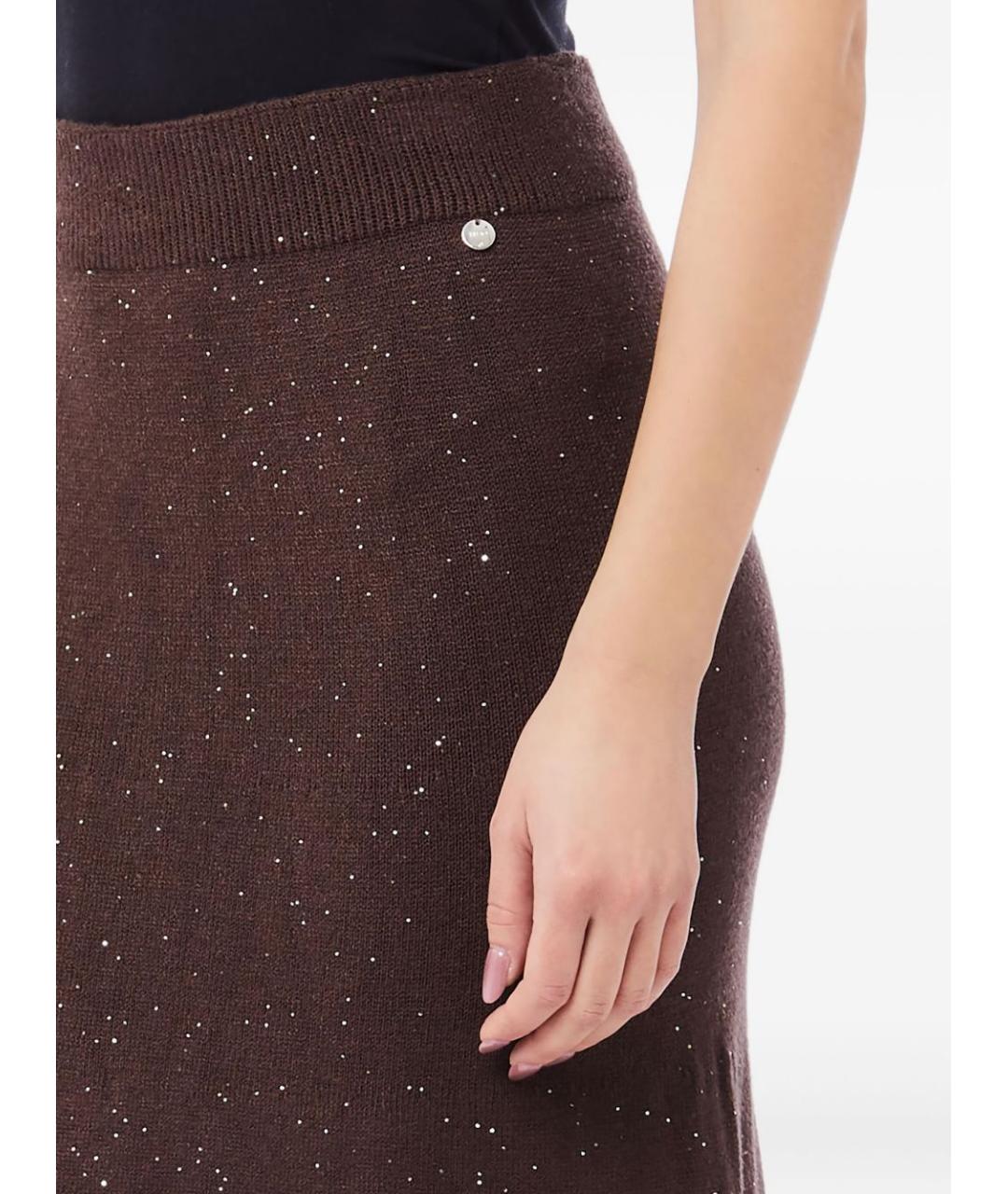 LIU JO Коричневая вискозная юбка миди, фото 2