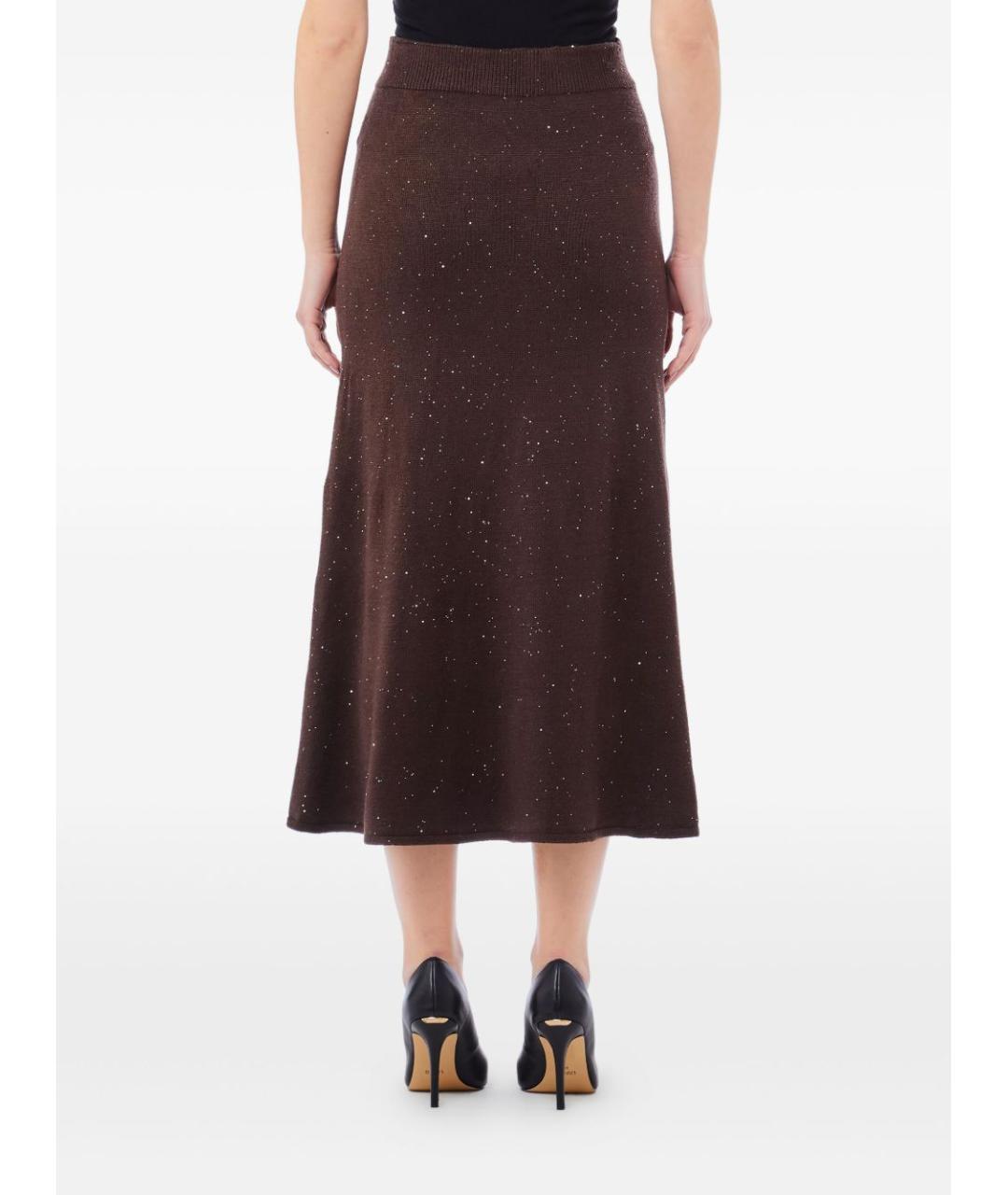 LIU JO Коричневая вискозная юбка миди, фото 3