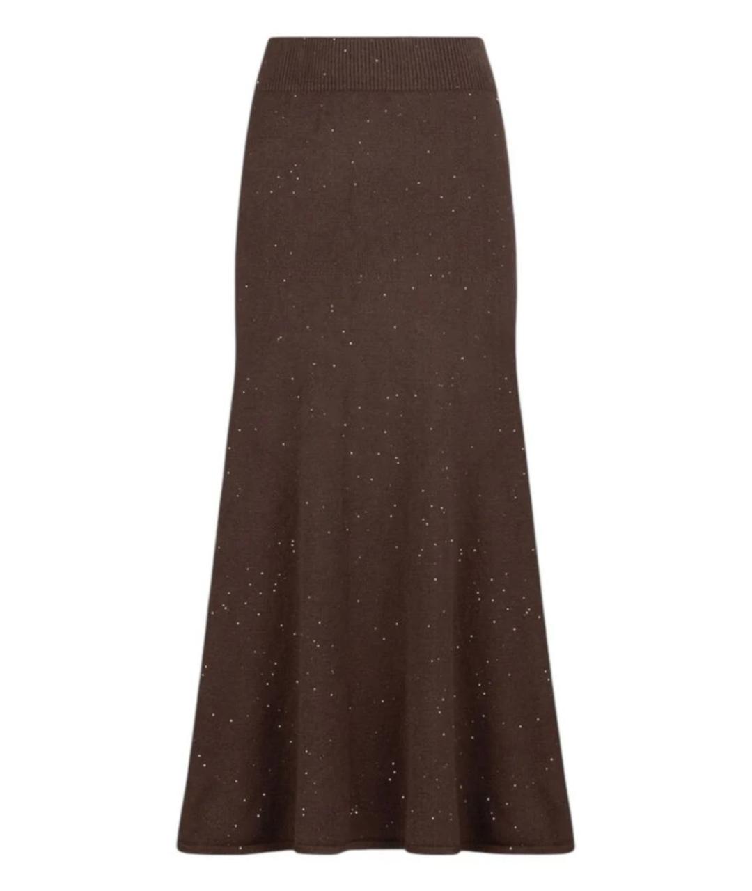 LIU JO Коричневая вискозная юбка миди, фото 1