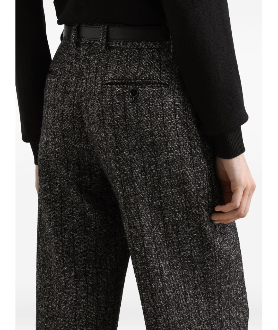 DOLCE&GABBANA Антрацитовые шерстяные прямые брюки, фото 4