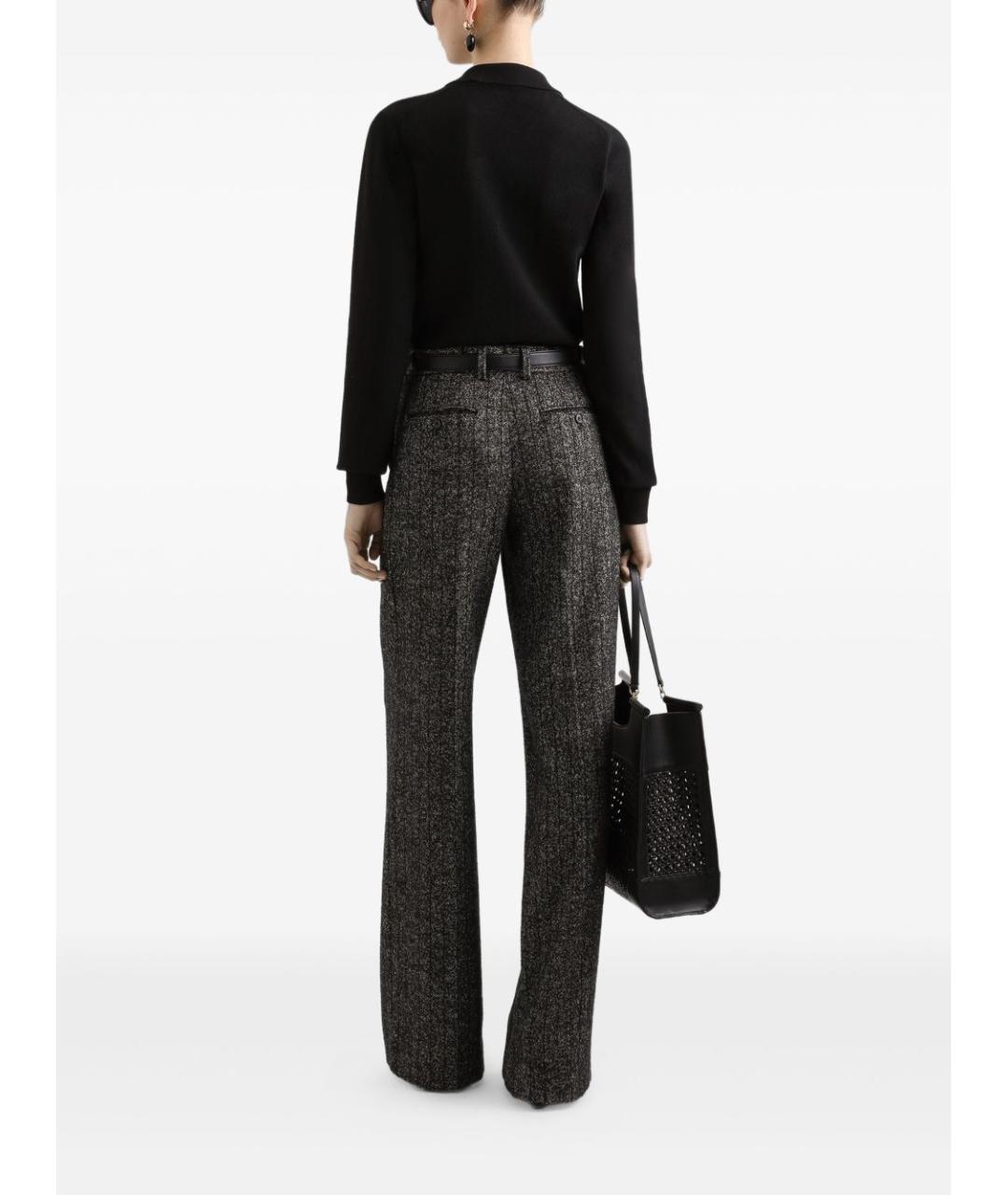 DOLCE&GABBANA Антрацитовые шерстяные прямые брюки, фото 2