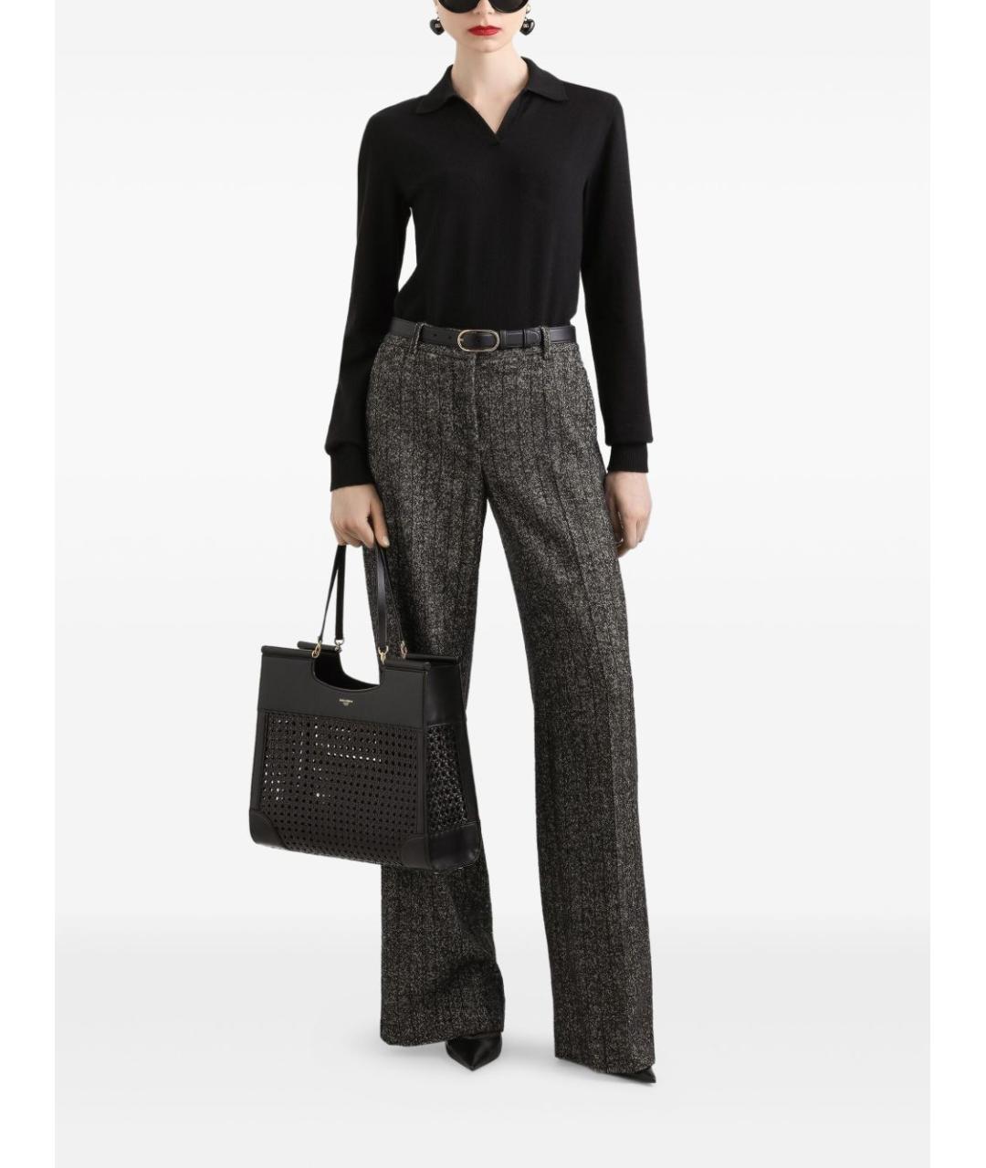 DOLCE&GABBANA Антрацитовые шерстяные прямые брюки, фото 3