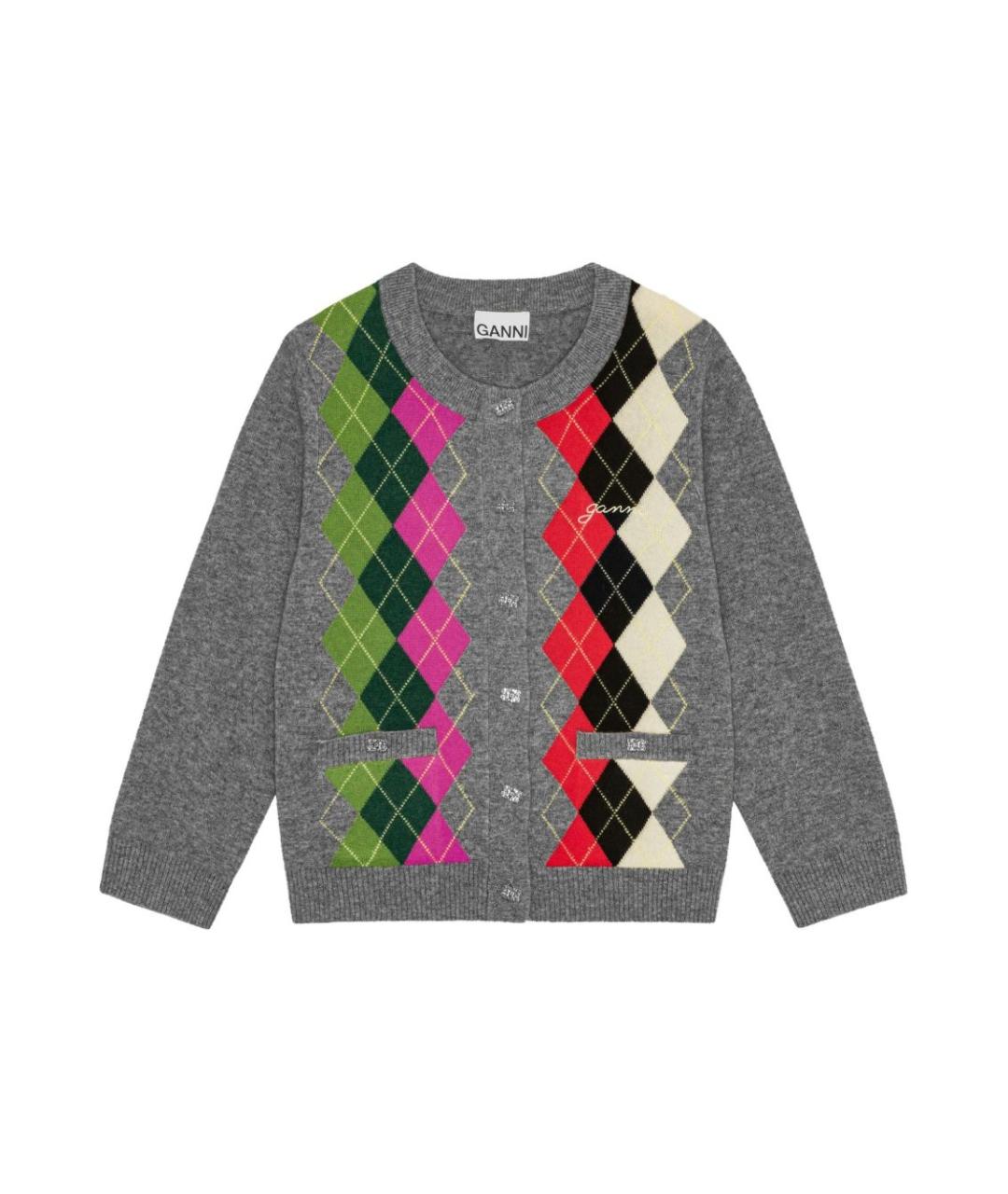 GANNI Серый шерстяной джемпер / свитер, фото 1