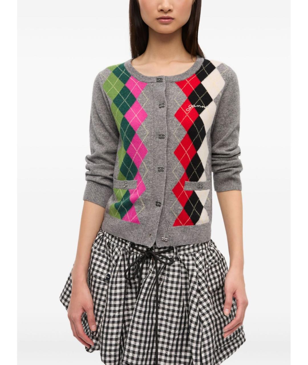 GANNI Серый шерстяной джемпер / свитер, фото 4