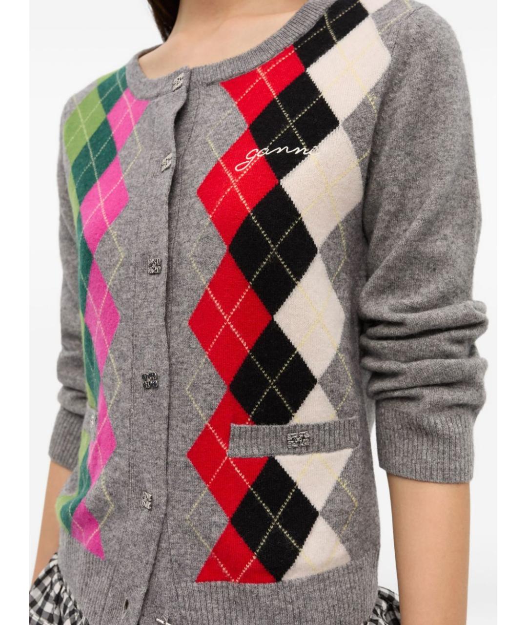 GANNI Серый шерстяной джемпер / свитер, фото 2