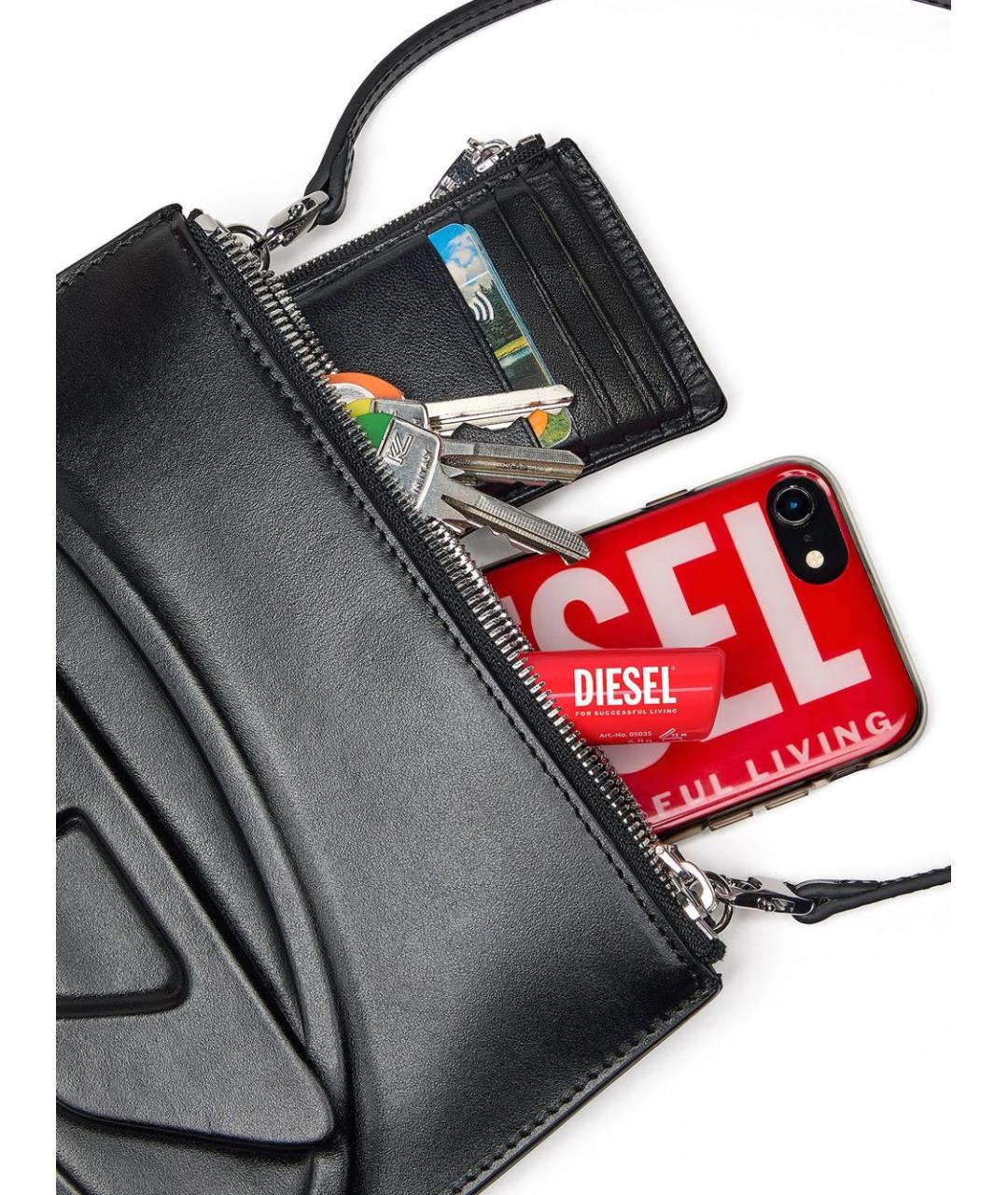 DIESEL Черная кожаная сумка через плечо, фото 6