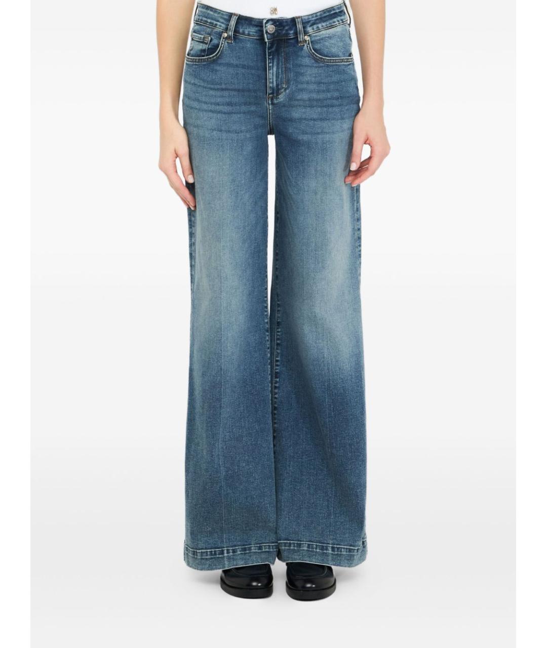 LIU JO Синие хлопковые прямые джинсы, фото 4