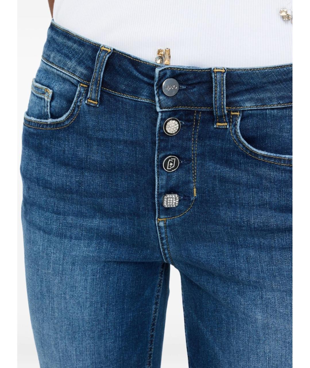 LIU JO Синие хлопковые прямые джинсы, фото 4