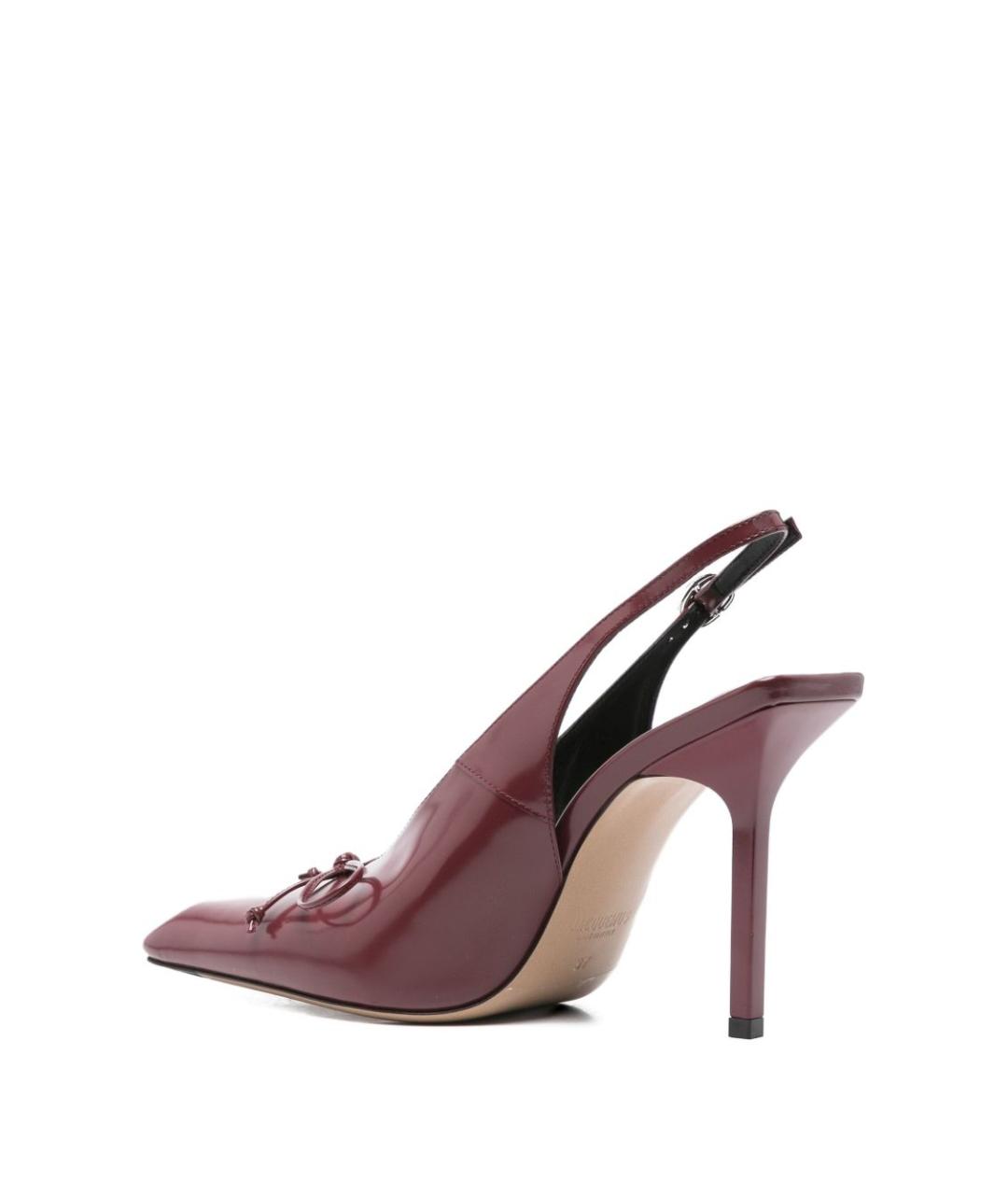 JACQUEMUS Бордовые кожаные туфли, фото 4