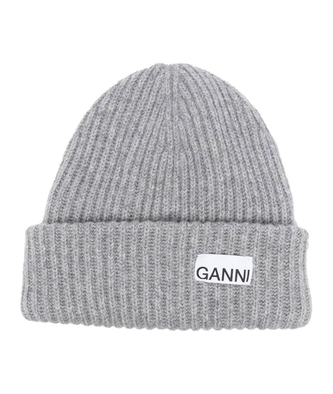 GANNI Серая шерстяная шапка, фото 1