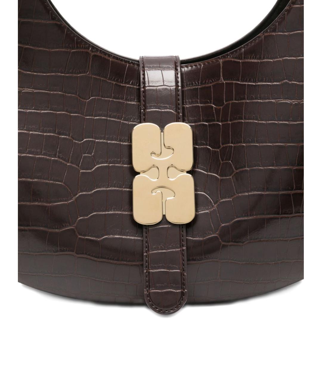 GANNI Коричневая кожаная сумка через плечо, фото 4