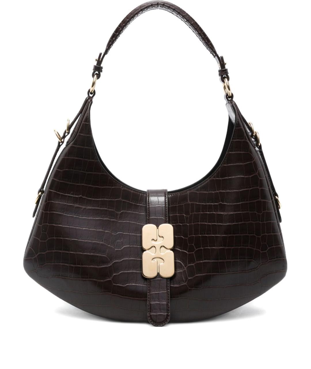 GANNI Коричневая кожаная сумка через плечо, фото 1