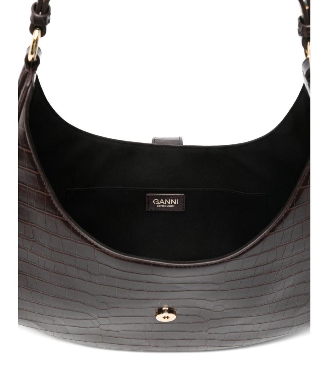 GANNI Коричневая кожаная сумка через плечо, фото 5